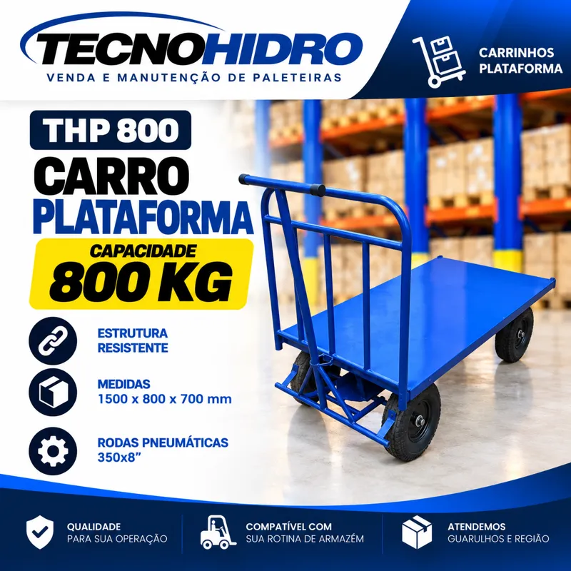 Carro Plataforma THP 800 – 800 kg Pneu 350x8