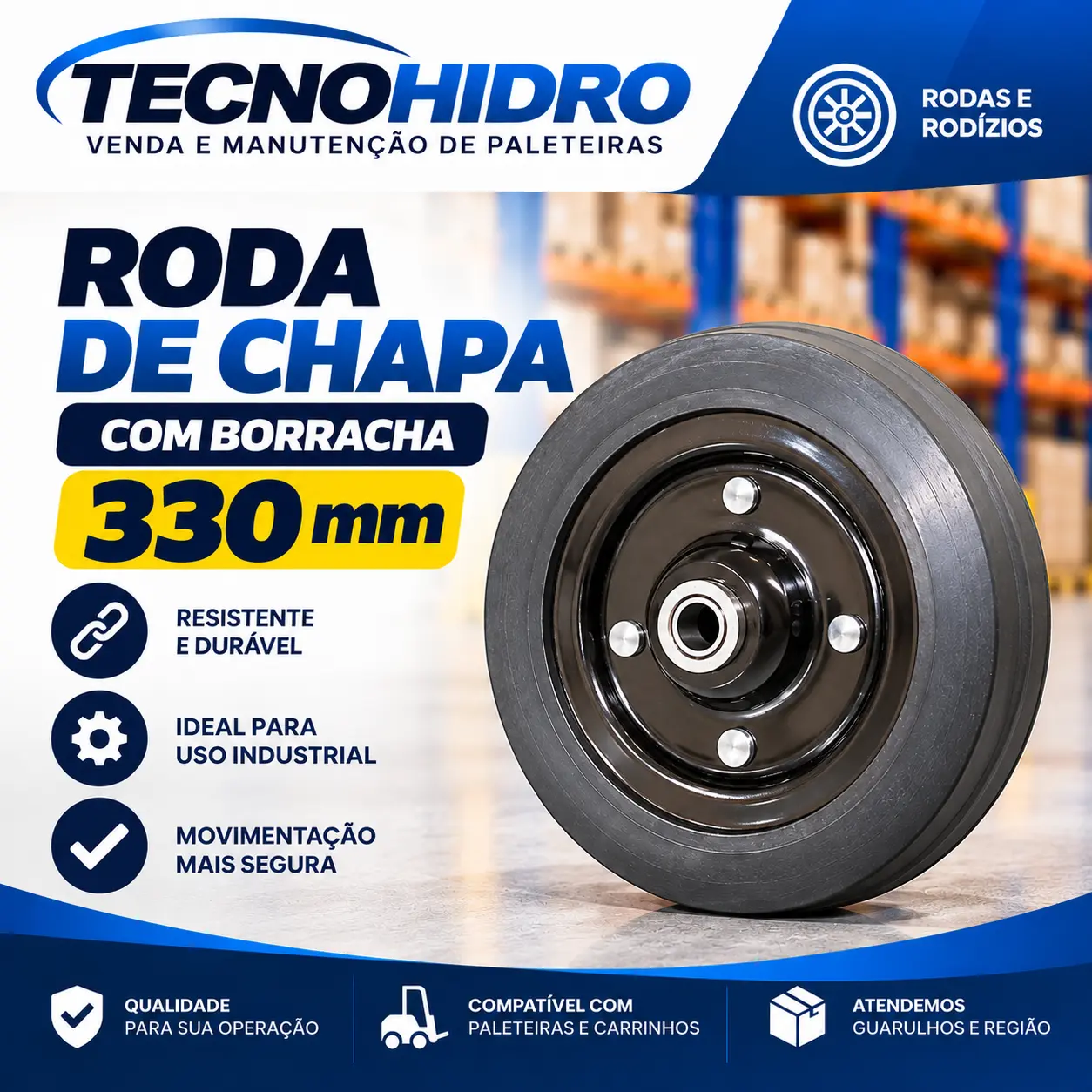 Roda de Chapa com Borracha 330 mm – SJRMB330