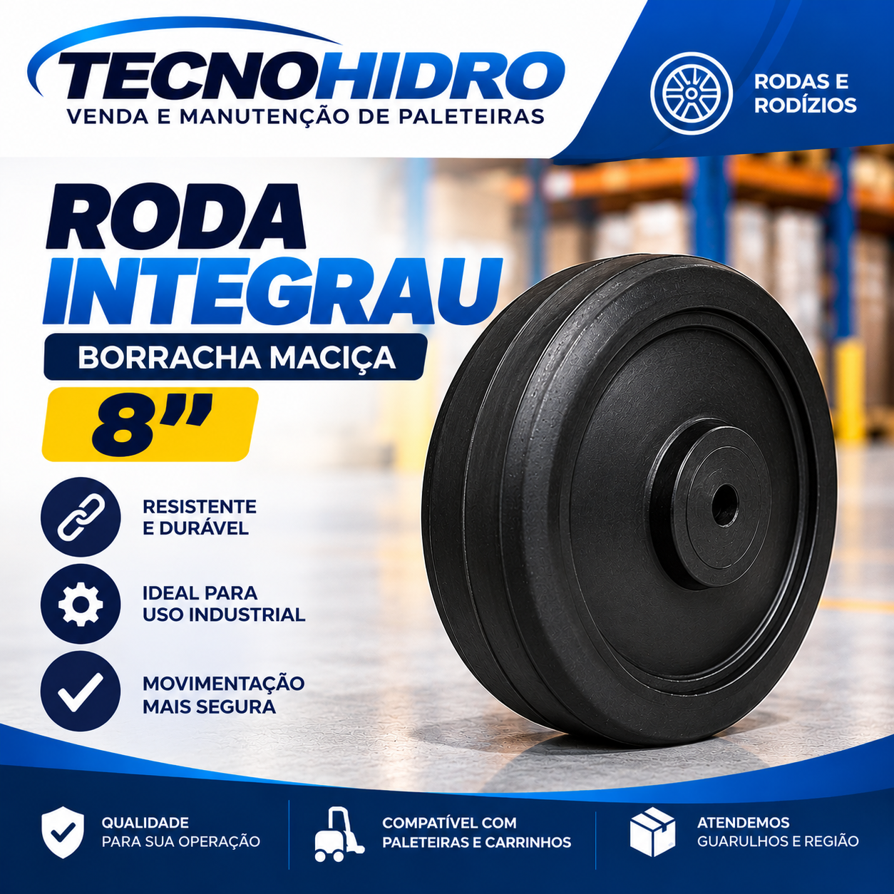 Roda de Borracha Integrau Maciça 8" – SJBIM8L