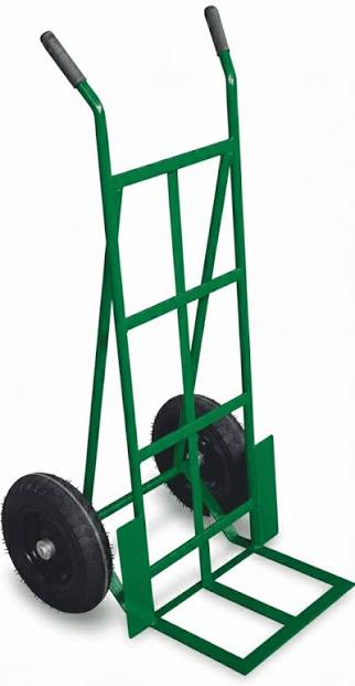 Carrinho de carga manual verde com rodas pneumáticas