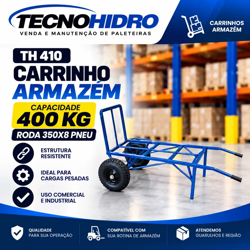 Carrinho Armazém TH 410 – 400 kg Pneu 350x8