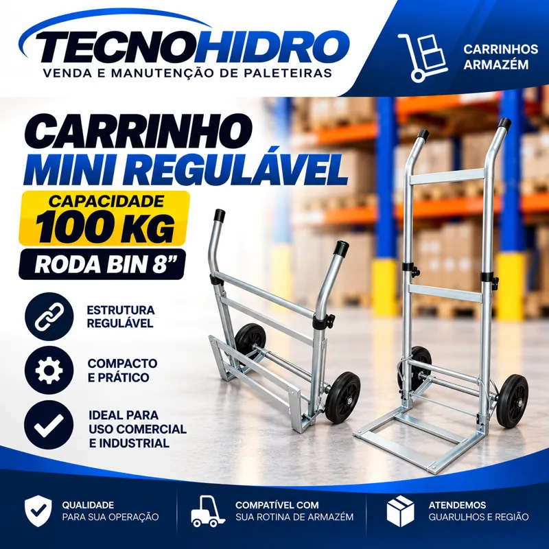 Carrinho Mini Regulável TH 099 – 100 kg com Roda BIN 8"