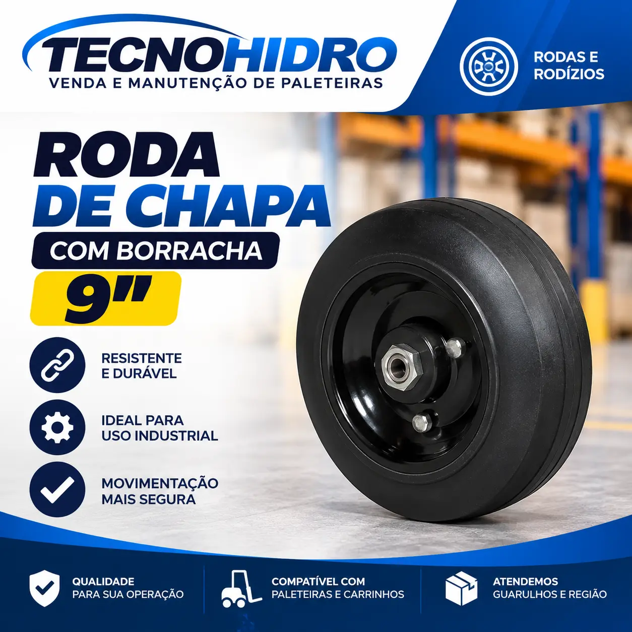 Roda de Chapa com Borracha 9" – SJRCB9