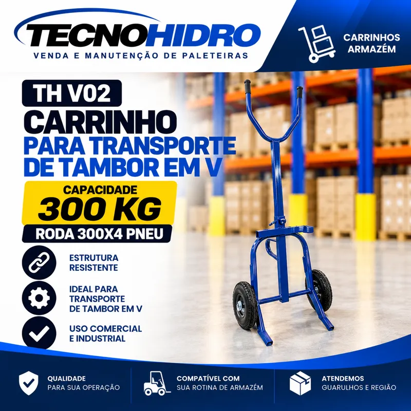 Carrinho Tambor em V TH V02 – 300 kg Pneu 300x4