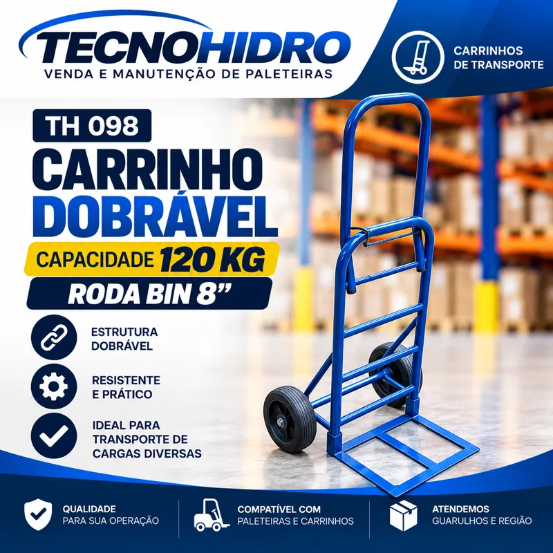 Carrinho Dobrável TH 098 – 120 kg com Roda BIN 8"