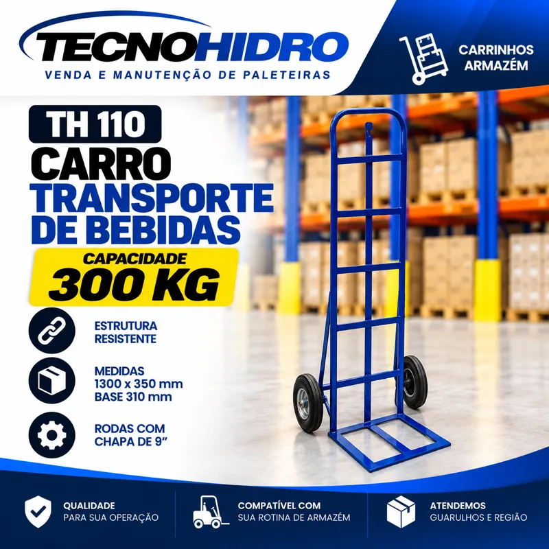 Carro Transporte de Bebidas TH 110 – 300 kg Roda 9"