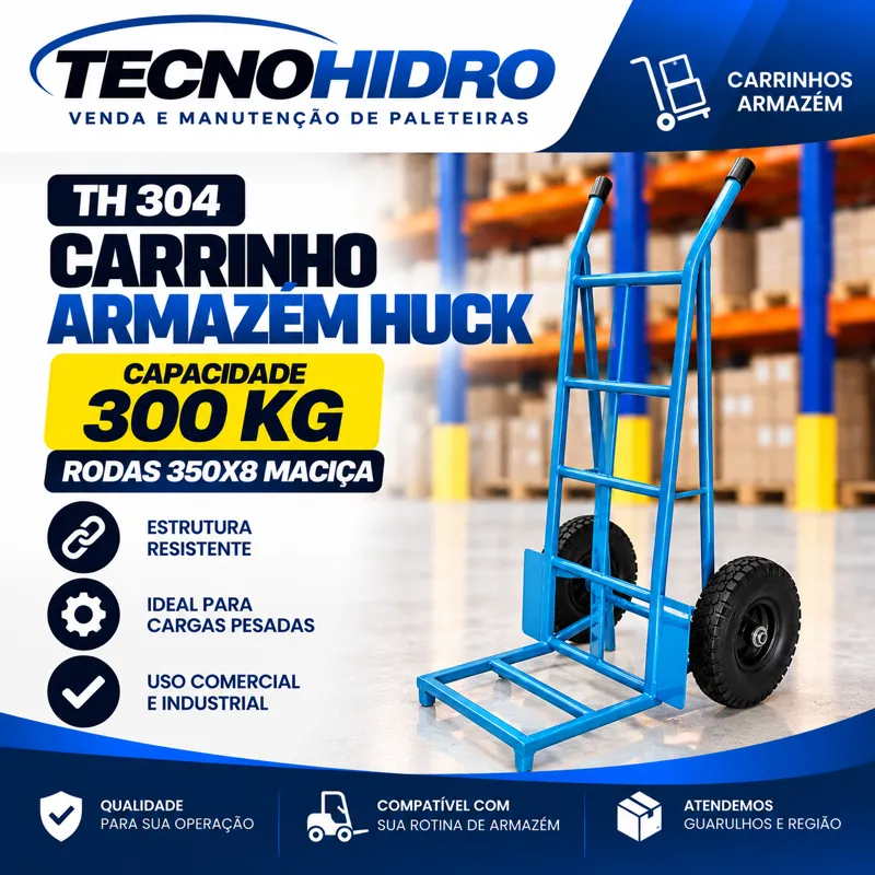 Carrinho Armazém Huck TH 304 – 300 kg Roda Maciça 350x8