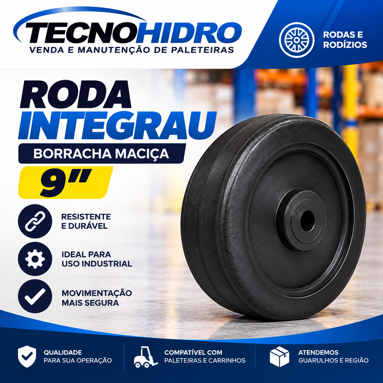 Roda de Borracha Integrau Maciça 9" – SJBIM9L