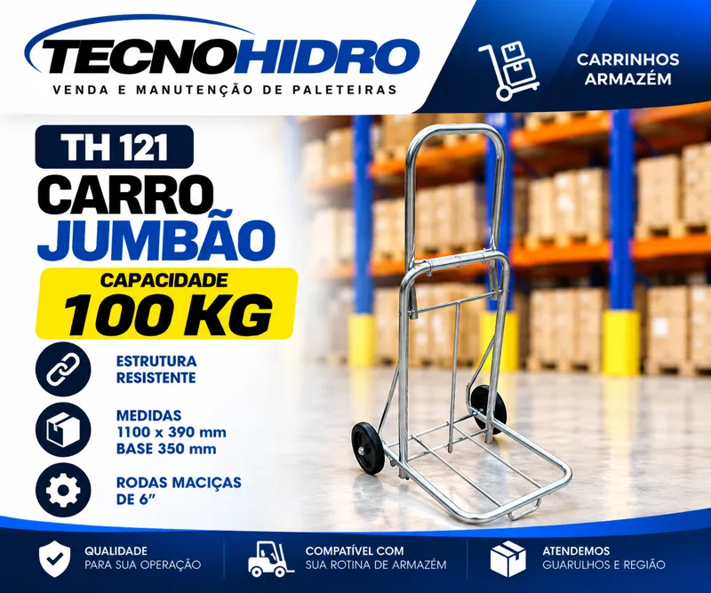 Carro Jumbão TH 121 – 100 kg Rodas Maciças 6"