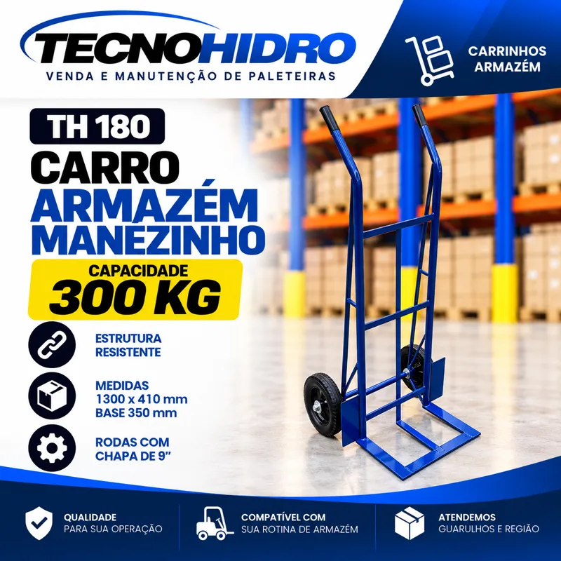 Carro Armazém Manezinho TH 180 – 300 kg Roda 9"