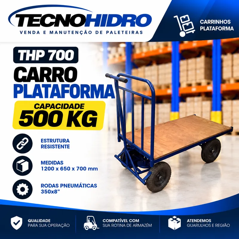 Carro Plataforma THP 700 – 500 kg Pneu 350x8