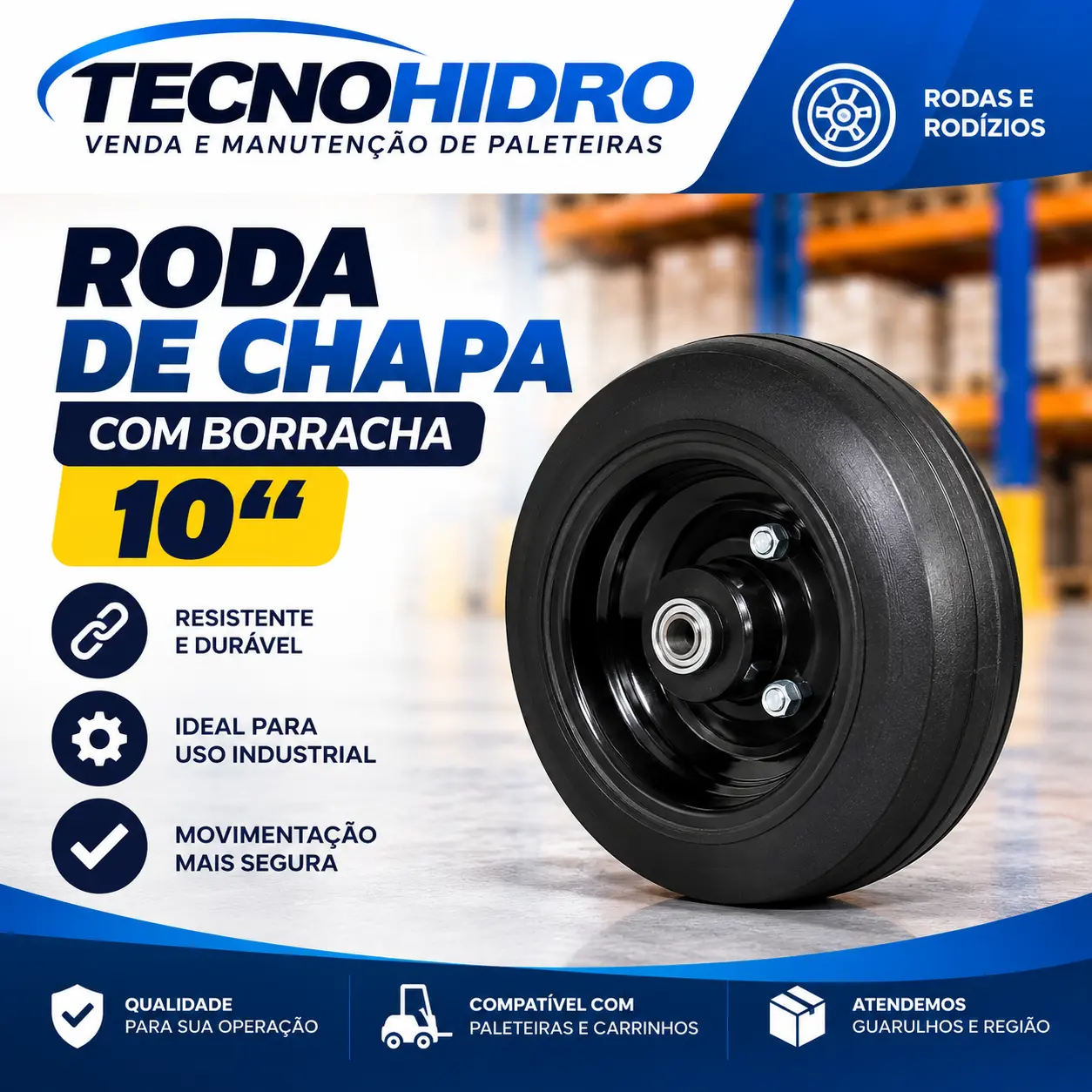 Roda de Chapa com Borracha 10" – SJRCB10